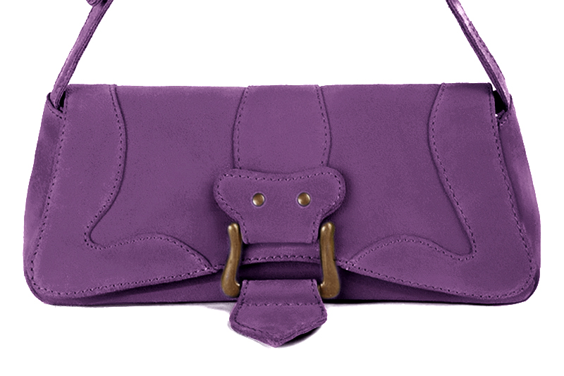 Dress small handbag in amethyst purple leather - Profile view